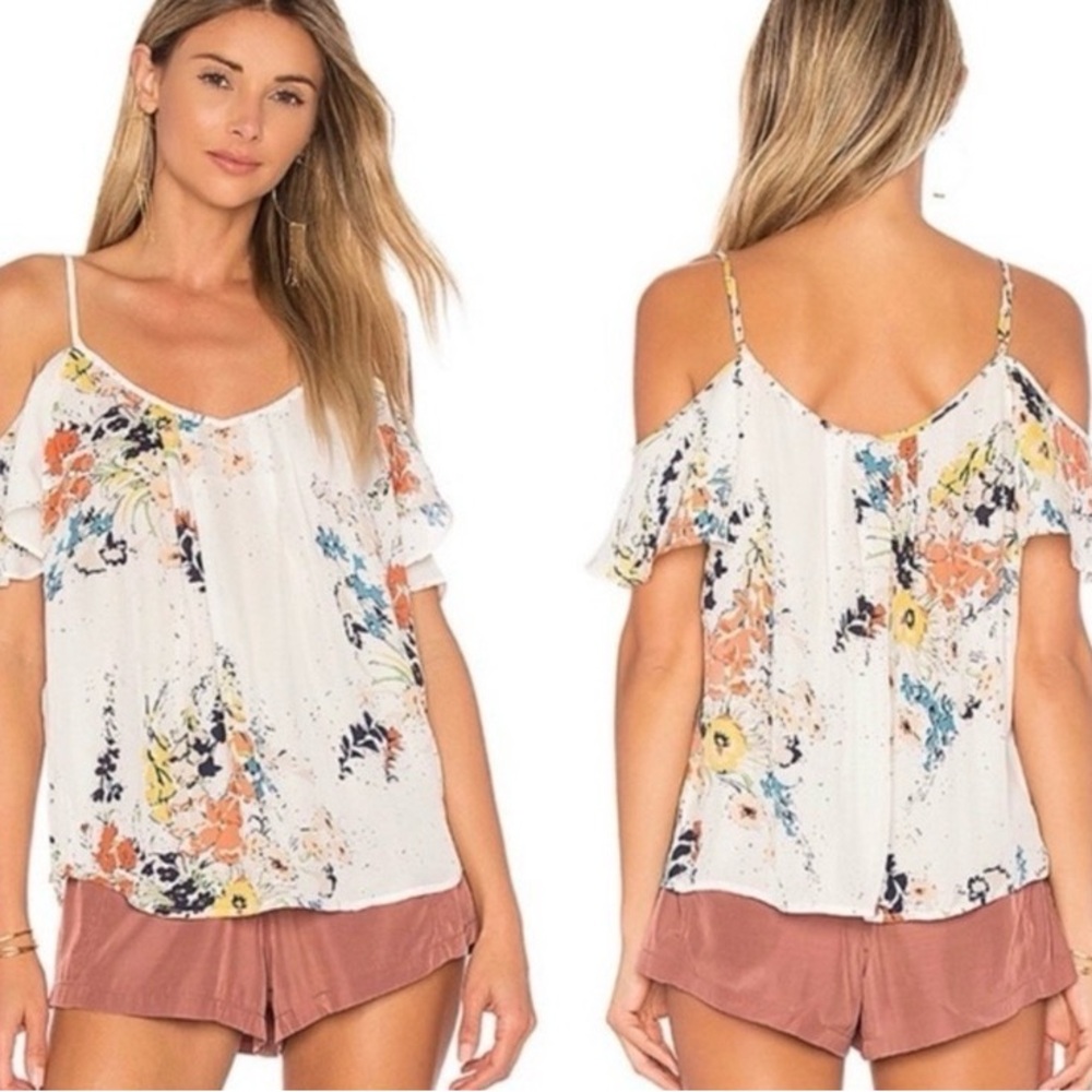 NWT - Joie Silk Floral Cold Shoulder Blouse - L